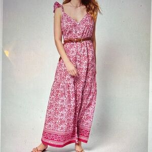 Faherty Hyland Boho Floral Pink Sun Dress